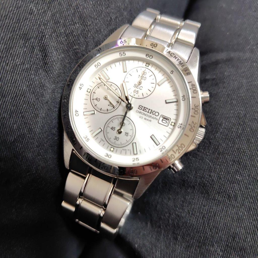 [USED] Reliable SEIKO White Chronograph, Popular Color, SBTQ039, Battery Replaced