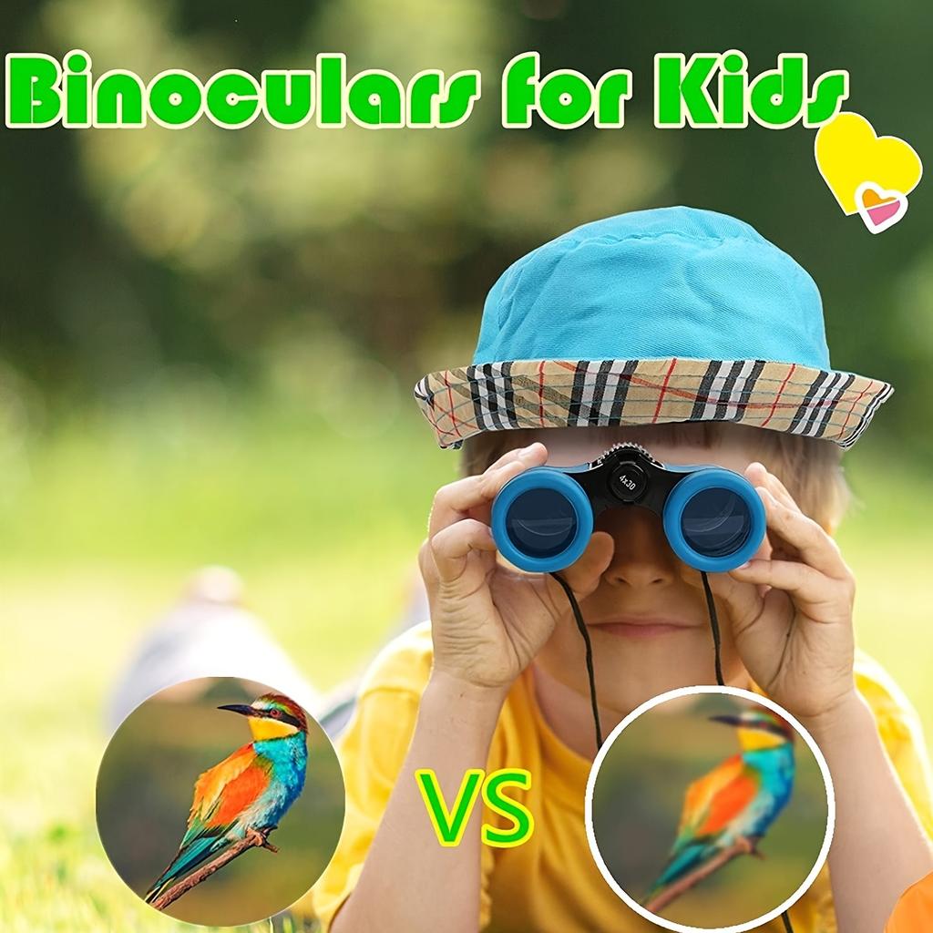 Kids Binoculars Shock Proof Toy Binoculars Set For Boys Girls Bird Watching Educational Learning Hunting Hiking Birthday Presents