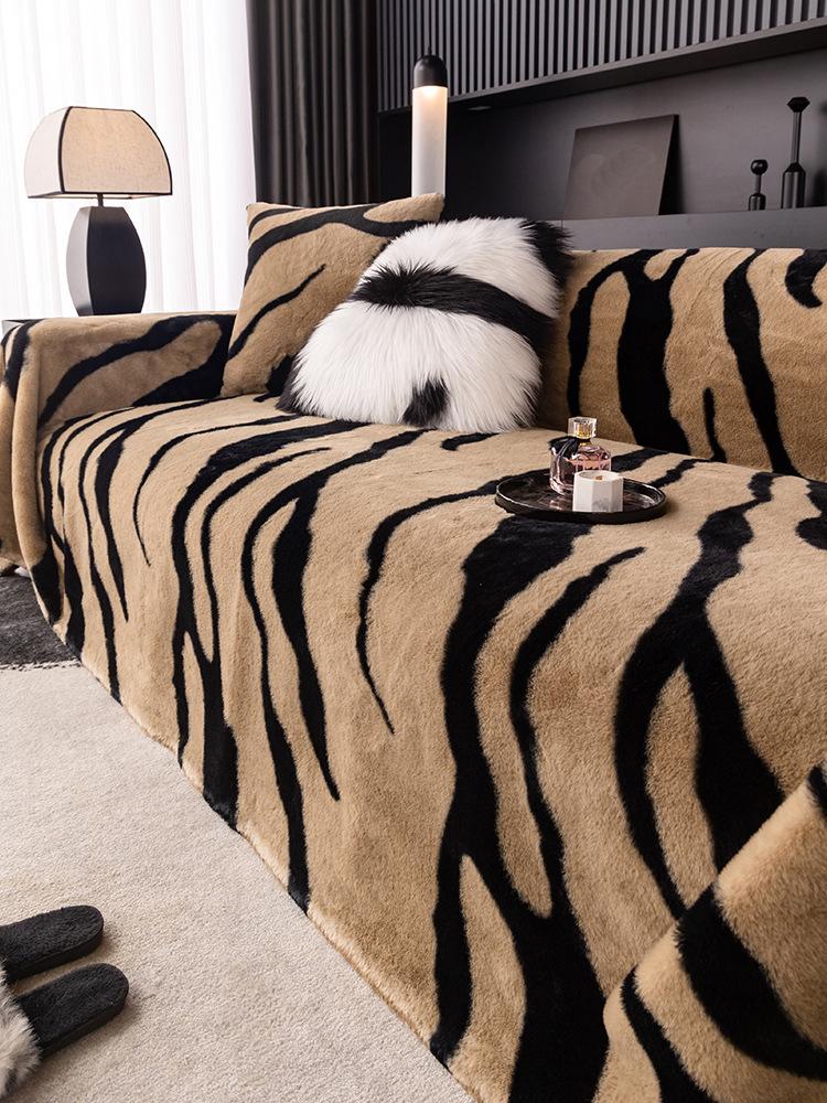 Luxury Leopard Sofa Cover Furry Blanket Plush Universal Couch Towel Sofa Cover Home Decor Blankets For Living Room Bedroom