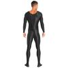 Mens Smooth Solid Color Long Sleeve Round Neck Bodystocking Nightwear Bodysuit