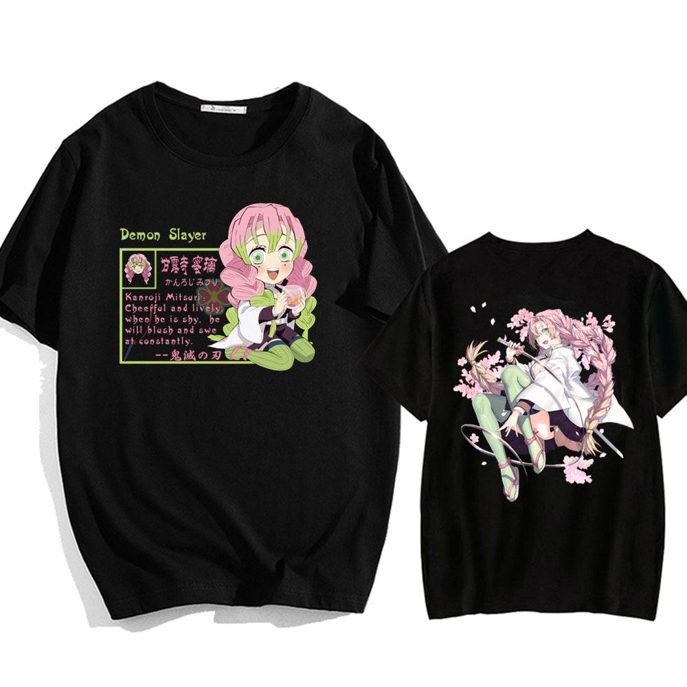 New Harajuku Anime Kanroji Mitsuri Eye Summer TShirt Harajuku Demon Slayer Print Summer Unisex Women Fashion Tops