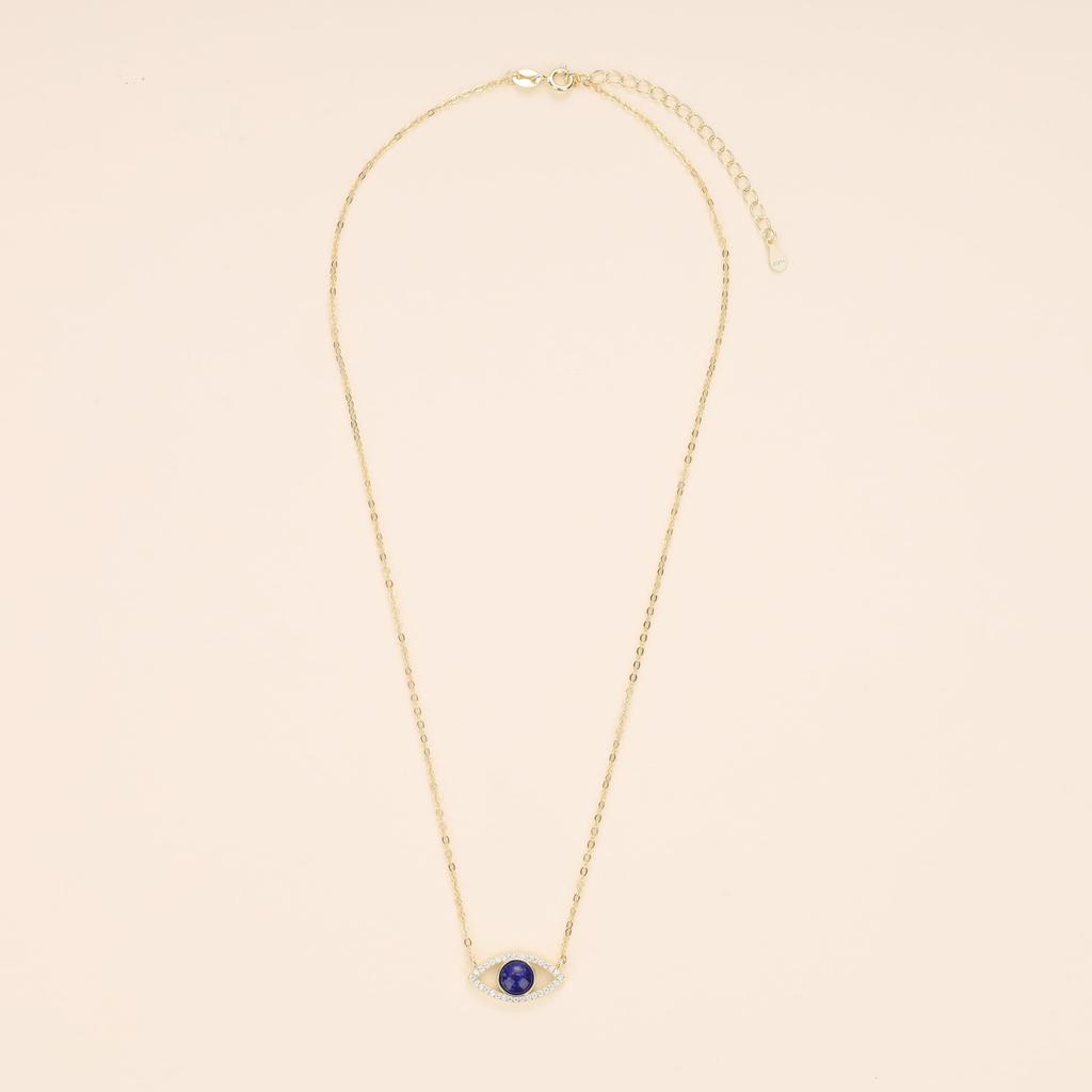 COAI Zirconia Beads Lapis Lazuli Evil Eye Necklace for Women [Coai]