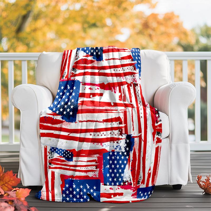 American Flag Flannel Blanket Soft All-Season Throw, Design for Camping, Car Travel, Hiking Sofa, Bed, Office Perfect Gift for Parties