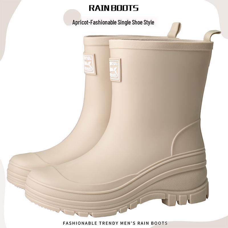 Женские водонепроницаемые резиновые сапоги до середины икры с бархатной подкладкой: Кулиска, Износостойкий, Нескользящая резина для трансграничной моды