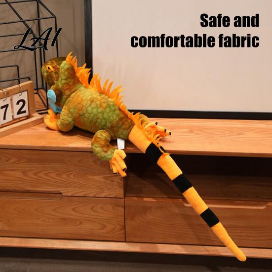 Realistic Reptile Plushie Iguana Plush Toy 80cm Lifelike Lizard Stuffed Animal with Soft Toy Fur Long Tail Decor Novelty Desk Ornament Collectible