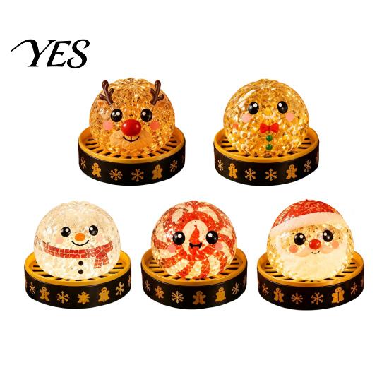 Christmas Desk Toy 1/5Pcs Dumpling Stress Relief Toy, LED Glowing Squeeze with Snowman Steamer, Santa Reindeer Gingerbread Man Lollipop Steamed