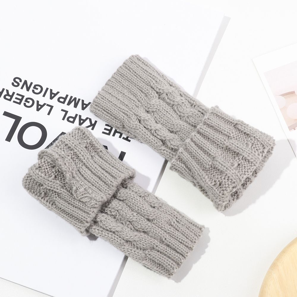Девушки Twist Рукава Теплые Варежки Пуговицы Длинные Вязаные Перчатки Перчатки Без Пальцев Варежки Без Пальцев