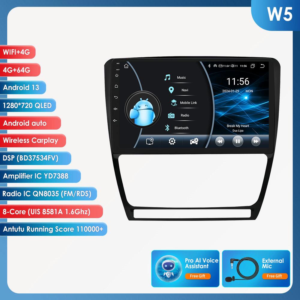Hizpo 10.1 Carplay 4G 2Din Android 13 Автомобильное радио для Skoda Octavia 2 2008 - 2013 Мультимедийный видеоплеер GPS DSP Авторадио RDS ПК Интеллектуальный экран