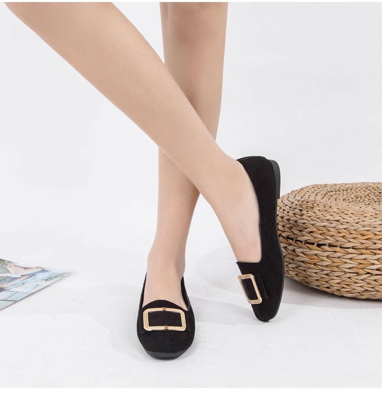 Women's Large Size Beef Tendon Sole Square Toe Shallow Fashion Suede Shoes