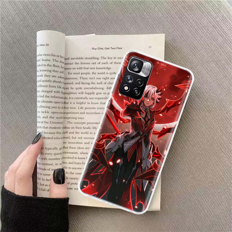 Чехол для телефона Arlecchino Genshin Impact для Redmi Note 13 12 Pro Plus 14 15 Pro 5G 11 11T 11E 11S 10 Pro 10S 9 9S Прозрачный чехол для телефона