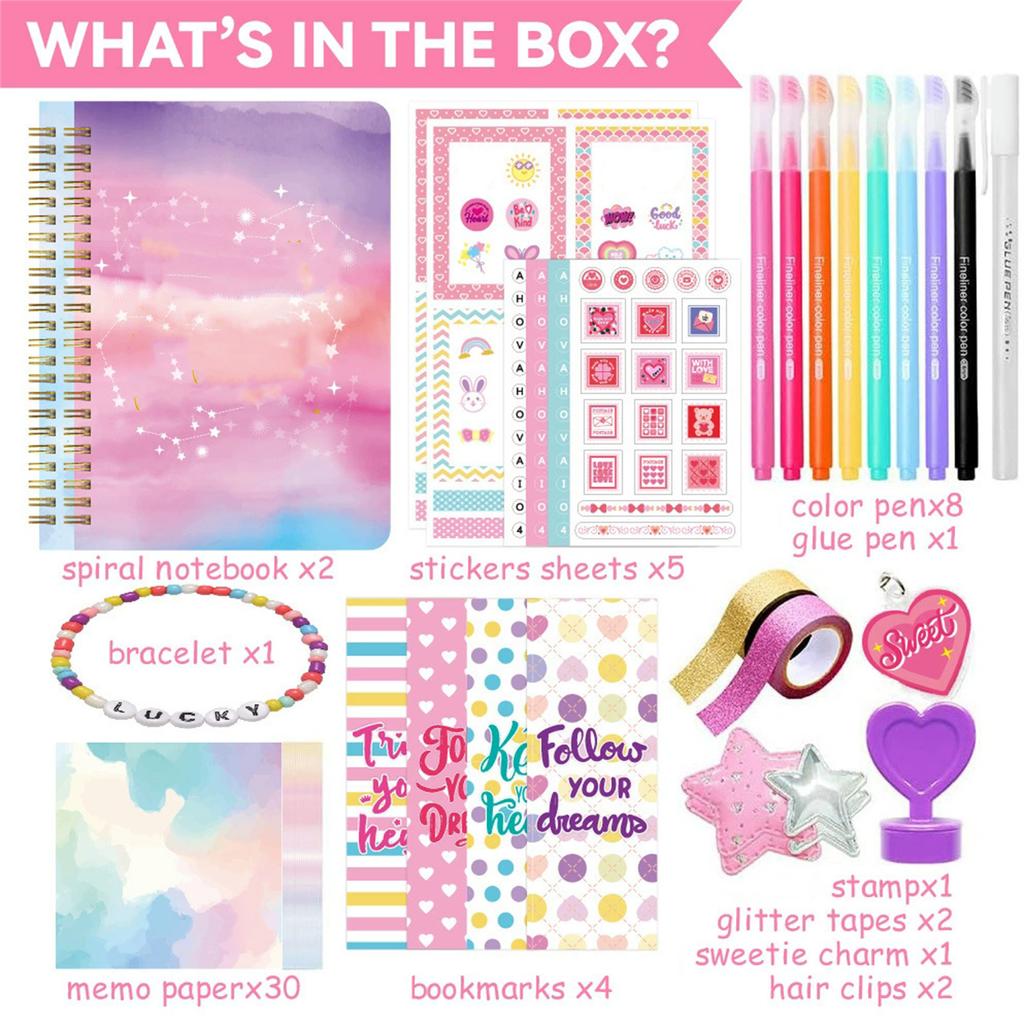 Набор для самостоятельного создания журнала для девочек - набор для самостоятельного создания журнала для девочек-подростков, набор канцелярских принадлежностей, набор принадлежностей для альбомов и журналов, набор для художественного творчества для журналов1 мл