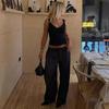Летний сексуальный топ-майка однотонный с кружевной отделкой в стиле 'Hot Girl' для женщин 2026