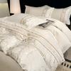 Sleep grid fine twill satin bright silk jacquard heavy embroidery four piece set