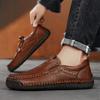 Fashion Comfortable Mens Soft-Soled Slip On Flats Casual Leather Loafers Versatile Business Shoes Non-Slip Male Hiking Shoes Moccasins
