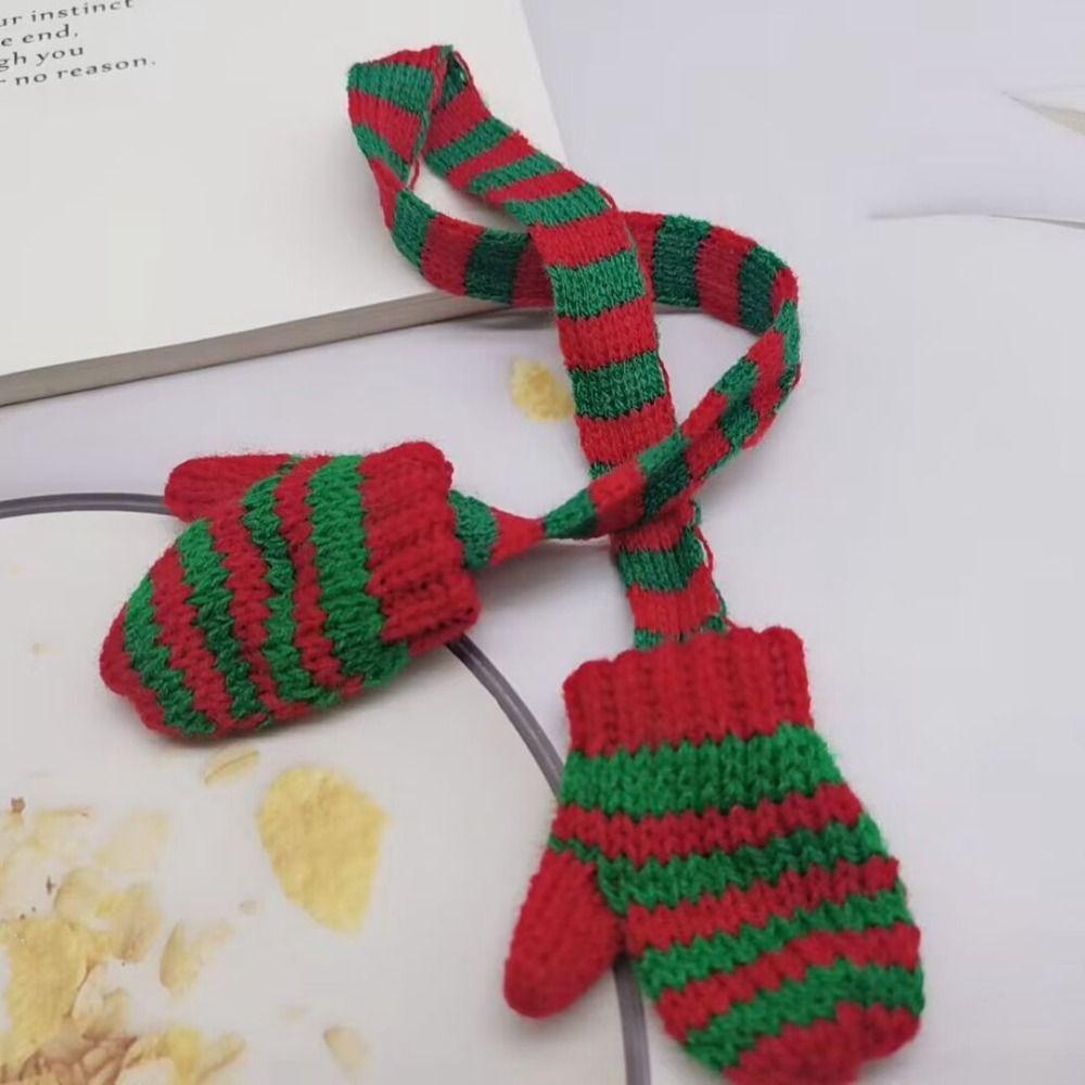 Мягкий кукольный шарф с перчатками Шарф на шею Шапочка для мини-кукол Милые зимние кукольные аксессуары Рождество