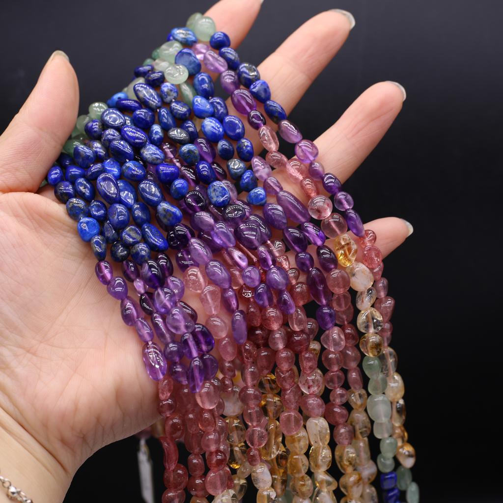 1 нить разноцветных бусин из натуральных драгоценных камней, богемные нерегулярные овальные бусины-разделители для изготовления украшений, рождественских поделок, ожерелий и браслетов своими руками, 38 см