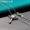 URMYLADY 925 Sterling Silver Cross Angel AAAAA Zircon Pendant Necklace For Women Wedding Engagement Fashion Jewelry