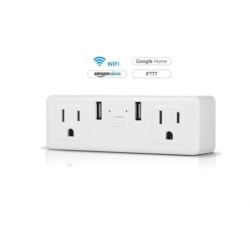 2 in 1 Smart Plug Wi-Fi Mini Outlets Smart Sockets Compatible with Amazon Alexa US Regulations