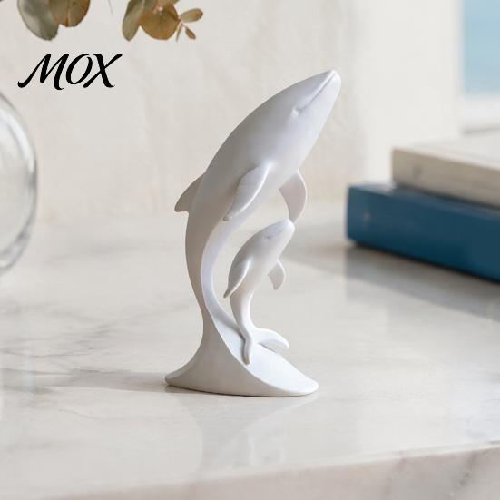 Minimalist Whale Statue for Desktop 3D Printed Ornaments, Mother And Child Figurines, Nordic Style Table Decor Modern Double Sculpture Home