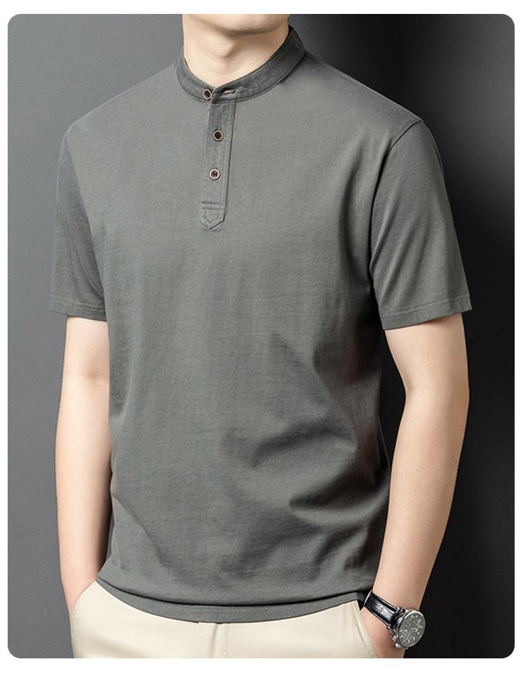 Men's Stand Up Collar Short Sleeved Polo Shirt