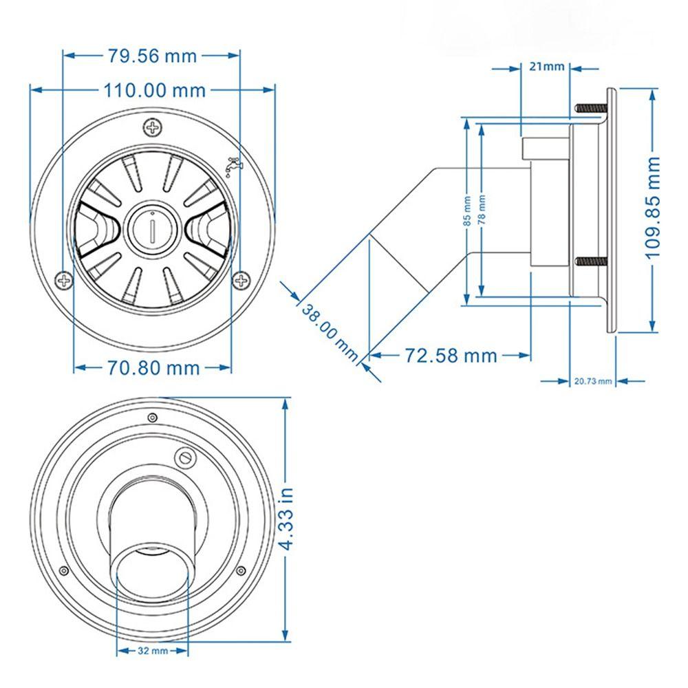 Белый/черный гравитационный водозаборник для автофургона, водозаборник с жестким заполнением, люк для прицепа