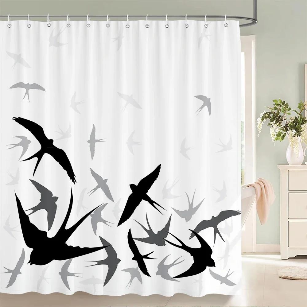Водонепроницаемые тканевые шторки для душа Листья деревьев Белая береза Ванная комната Большие 240X180 3D-печать Декорация Шторка для душа Занавеска для ванны