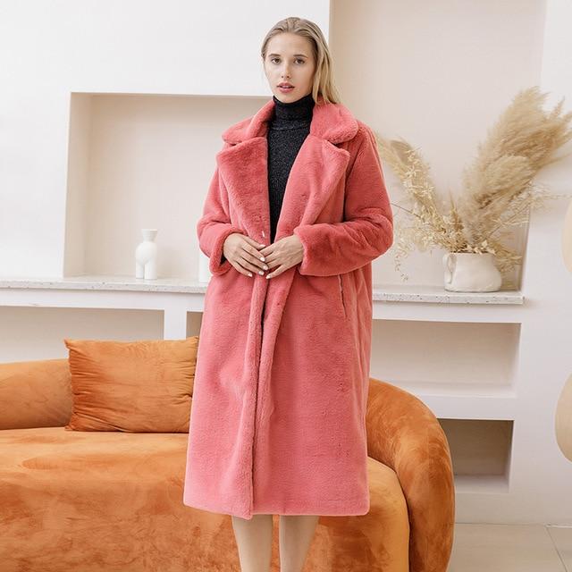 Elegant Winter Fur Coat Women Plush Faux Mink Fur Coats Loose Fur Jacket High Quality Overcoat Thick Warm Winter Jackets