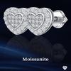 Сердце Настоящий Муассанит Женские Серьги-пусеты 14K Покрытие белым золотом