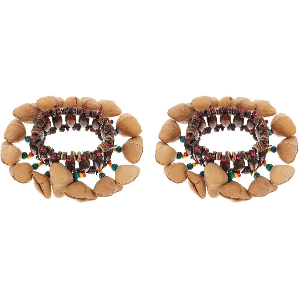 Milisten Тамбора Доминиканская 2 шт. Браслет из африканской скорлупы, музыкальный инструмент, ручной колокольчик, браслет с африканским орехом, браслет, музыкальный инструмент, барабан