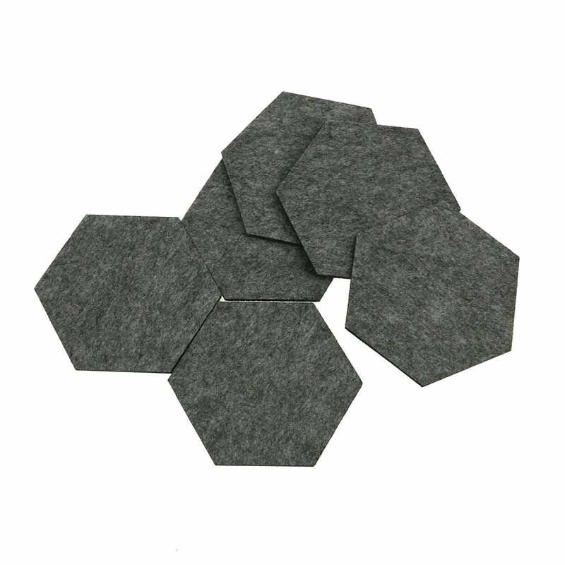 Versatile And Stylish Pack Of 6 Felt Fabric Hexagon Cup Mat Drink Coasters For Any Beverage