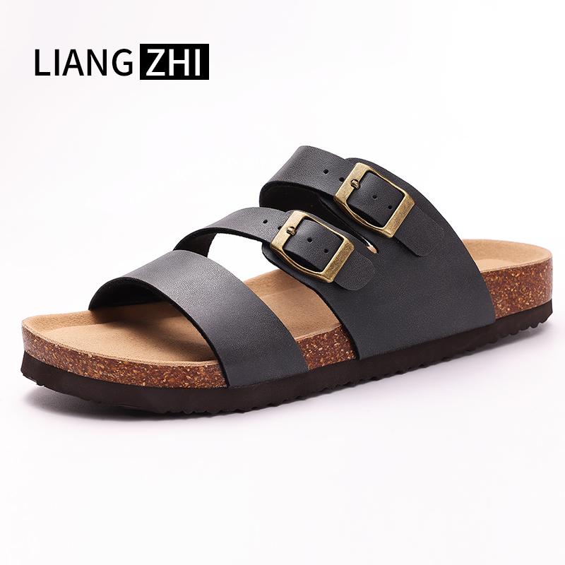 Модные кожаные мюли Crestar, сабо, тапочки для женщин и мужчин, модные пробковые клоги с кожаной стелькой, унисекс, без застежки, пляжная обувь с поддержкой свода стопы
