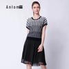 Женский полосатый топ с коротким рукавом из вязаного шелка тутового дерева от Anlom