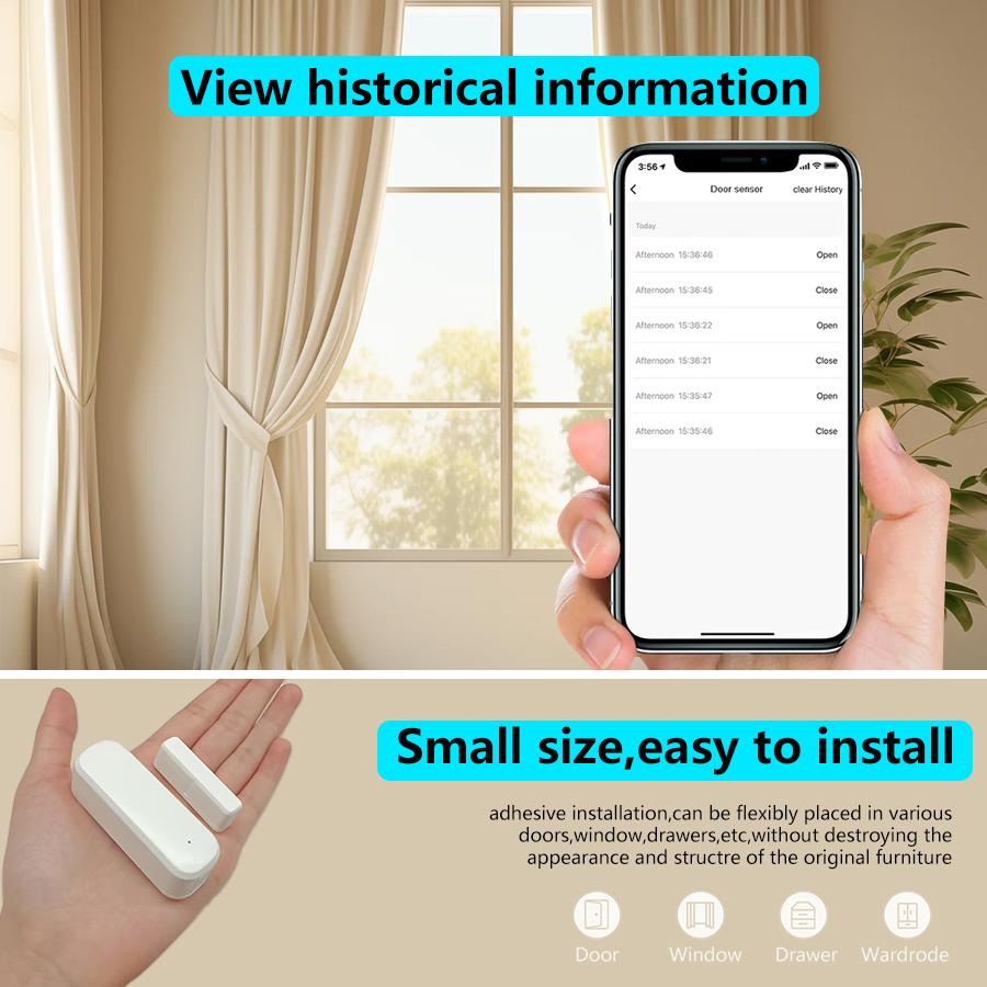 Tuya Wifi Датчик Двери Датчик Входа Окна Охранная Сигнализация Двери Умная Жизнь Магнитный Для Яндекс Алиса Google Assistant