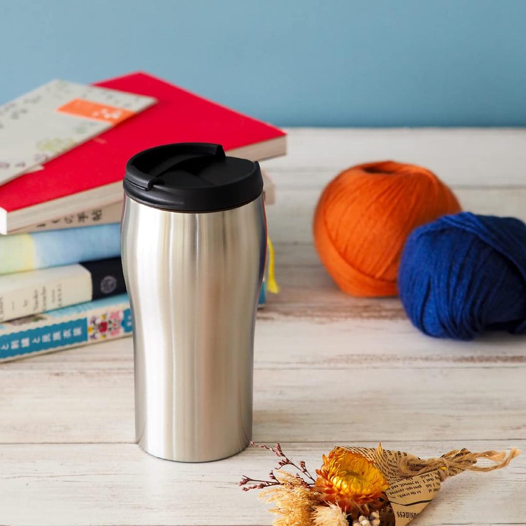 Atlas Tumbler with Lid 350ml Silver Stainless Steel Vacuum Insulated Preservation Cafe Hot/Cold AFTZ-350SV