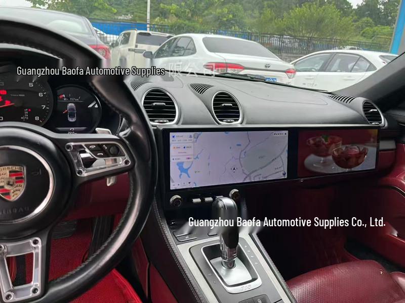 Compatible Center Console Dual Screen for Porsche 911, 977, 718, 981 Cayman & Boxster - Large Navigation Display on Passenger Side
