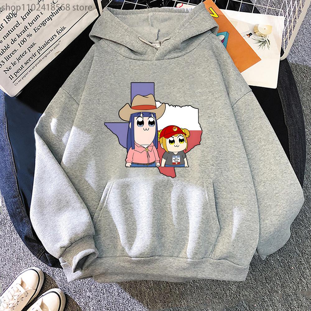 Cartoon Print Pop Team Epic Hoodie Pipimi and Popuko Graphic Sweatshirt Hip Hop Pullover Female Streetwear Harajuku Unisex Hoody