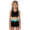 Girls U Neck Cropped Vest Cross Back Keyhole Contrast Color Pants Shorts 3Pcs Sports Set