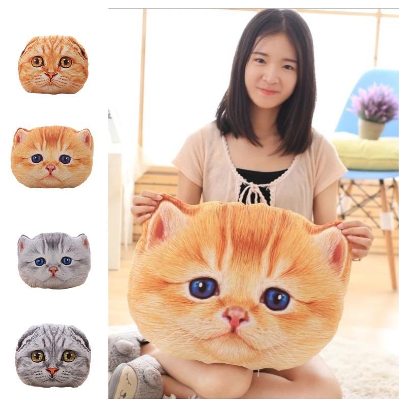 Милая и креативная 3D подушка в виде кошачьей головы, мягкая плюшевая подушка-кошка-инопланетянин, подарок
