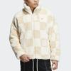 Adidas Куртка унисекс в клетку с воротником на молнии и трилистником, бежевая HZ9022