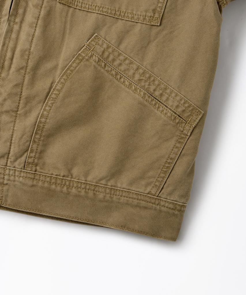 OUTSTANDING 50S Blanket-Lined Zip Work Jacket_Khaki