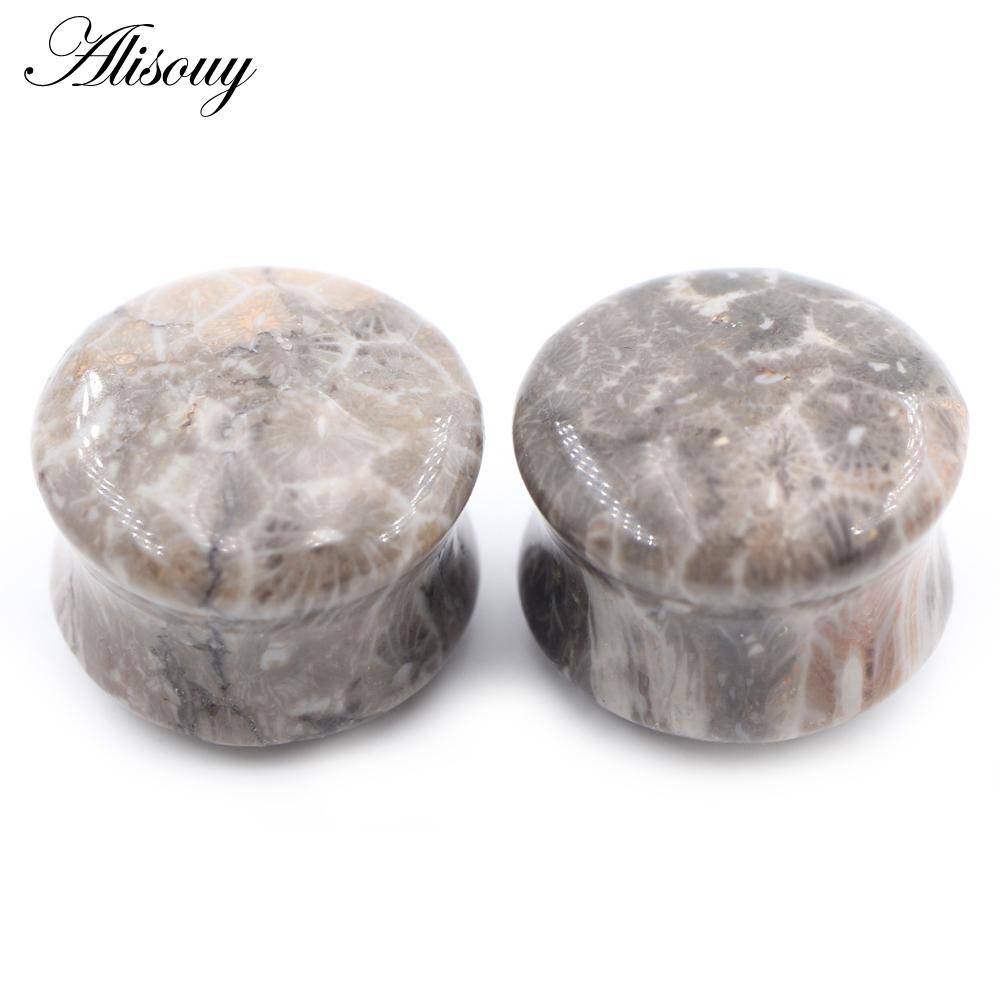 Alisouy 1 шт., натуральный камень, грибной узор, расклешенные ушные туннельные пробки, расширитель для носилок, измерительные приборы, серьги, украшения для тела, пирсинг