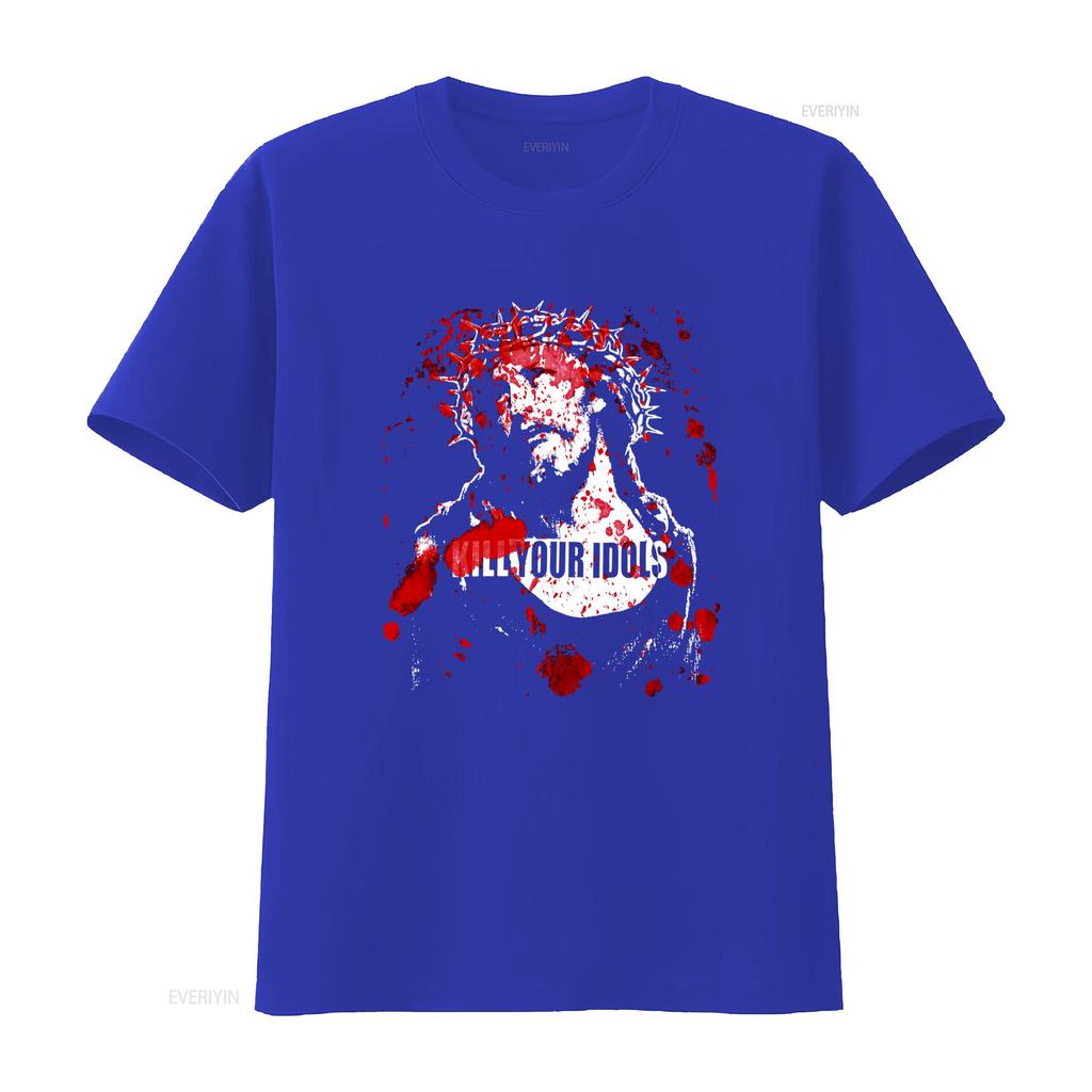 Vintage Kill Your Idols T Shirt Hardcore Punk Reprint with Jesus God Design Worldwide Terror Style vintage Washed fashion