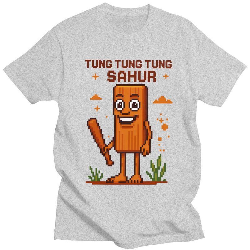 Футболка Tung Tung Tung Sahur Итальянские Мемы Мозголом для Мужчин Чистый Хлопок Футболка Повседневная Короткий Рукав Футболка Одежда Подарок