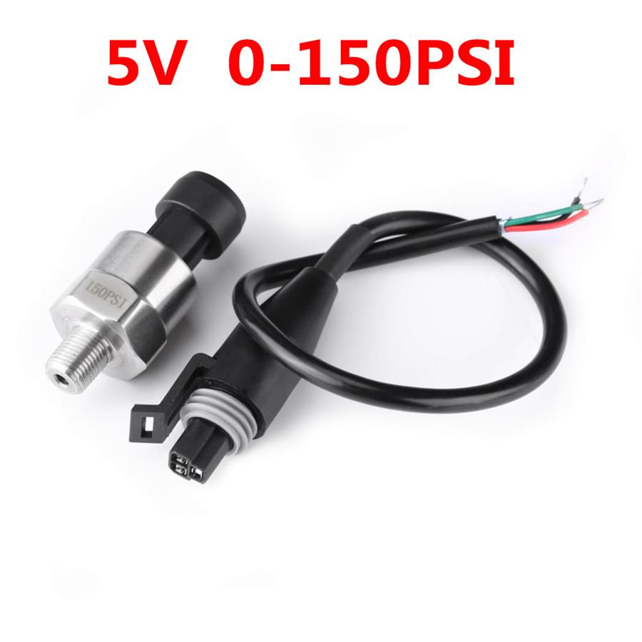 0-150 PSI Pressure Sensor Oil Fuel Air Water Pressure Transducer Gauge DC5V 1/8