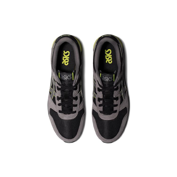 Asics Lyte Classic Ткань Кожа спилка коровы Удобная спортивная обувь с низким верхом для повседневной носки Унисекс кроссовки Черный Серый 1203A168-002