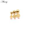 Alisouy 2pcs Stainless Steel Gold Color Ball Round Screw Ear Stud Earrings for Women Men Baby/Kid 4mm/5mm/6mm Piercing Jewelry
