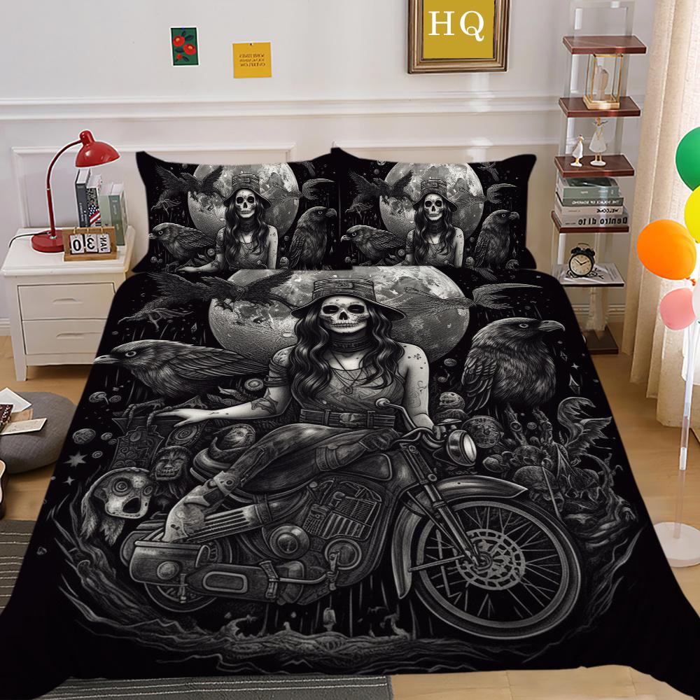 3D Красота Череп Печати Постельная Одежда Твин Размер Полиэстер Покрывала Подростковый Дизайн Модный Домашний Текстиль