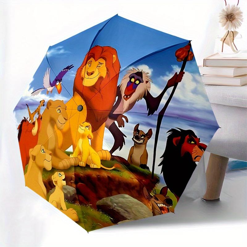 1 Auto Open Lion King Characters Themed Colorful 8 rib Portable Umbrella for Men and Women, A Compact Commuting Companion Suitable for Daily
