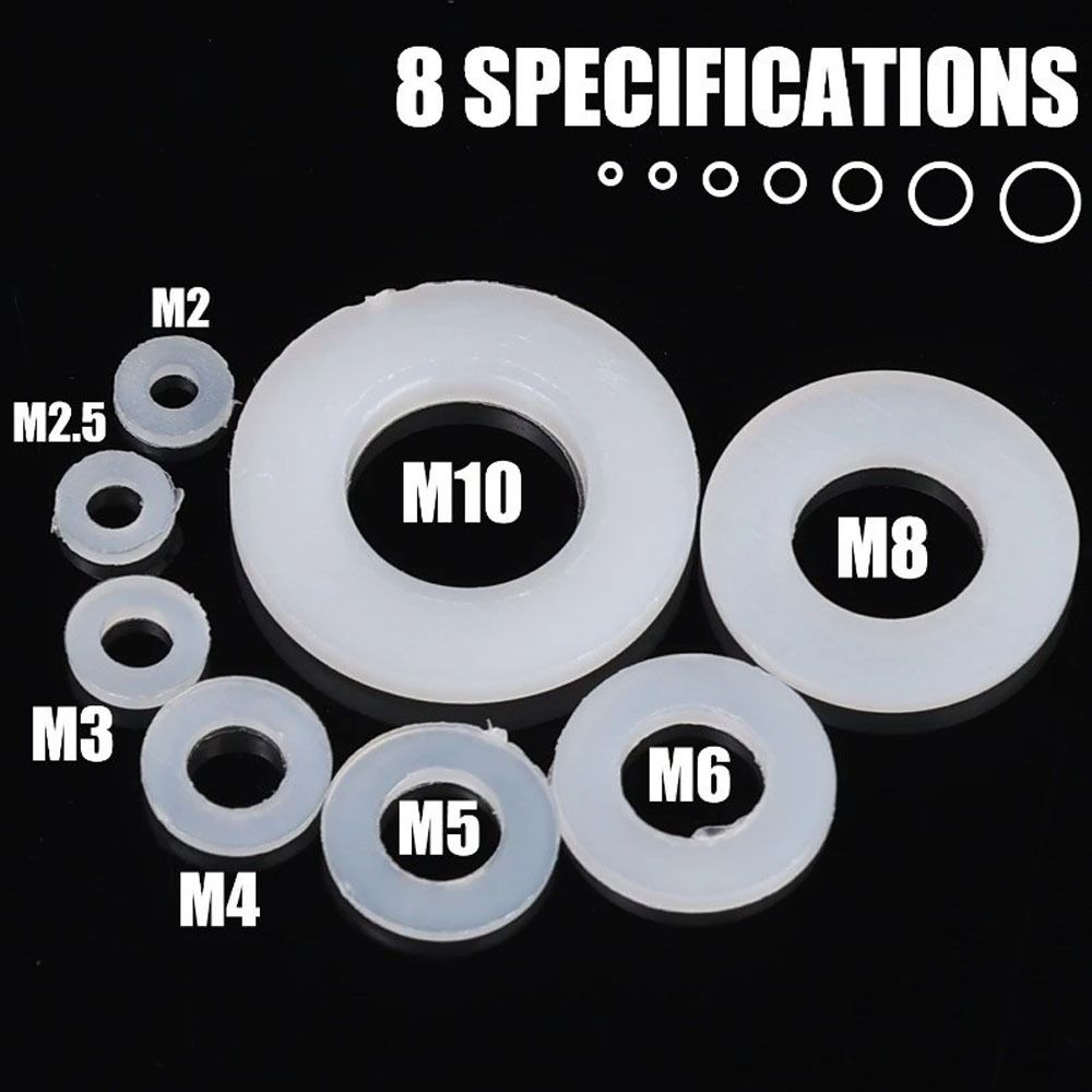 500Pcs/Box Insulation Gaskets Nylon Gasket M2-M10 Flat Washers Wear-resisting Insulation Spacers