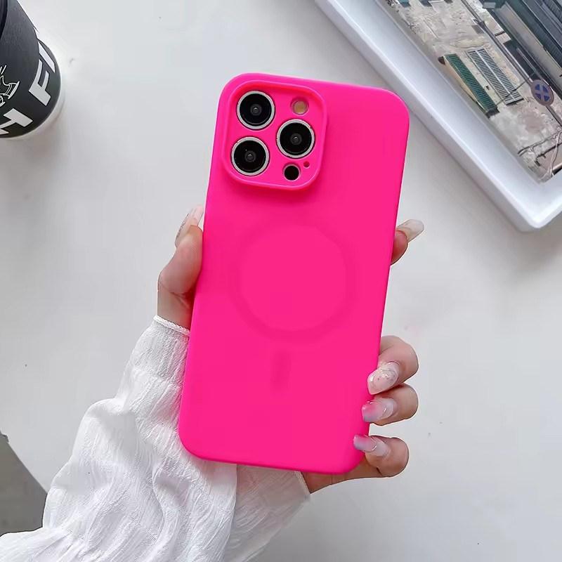 Оригинальный жидкий силиконовый матовый флуоресцентный чехол Magsafe для iPhone 16 15 14 13 12 Pro Max беспроводной зарядный магнитный мягкий чехол